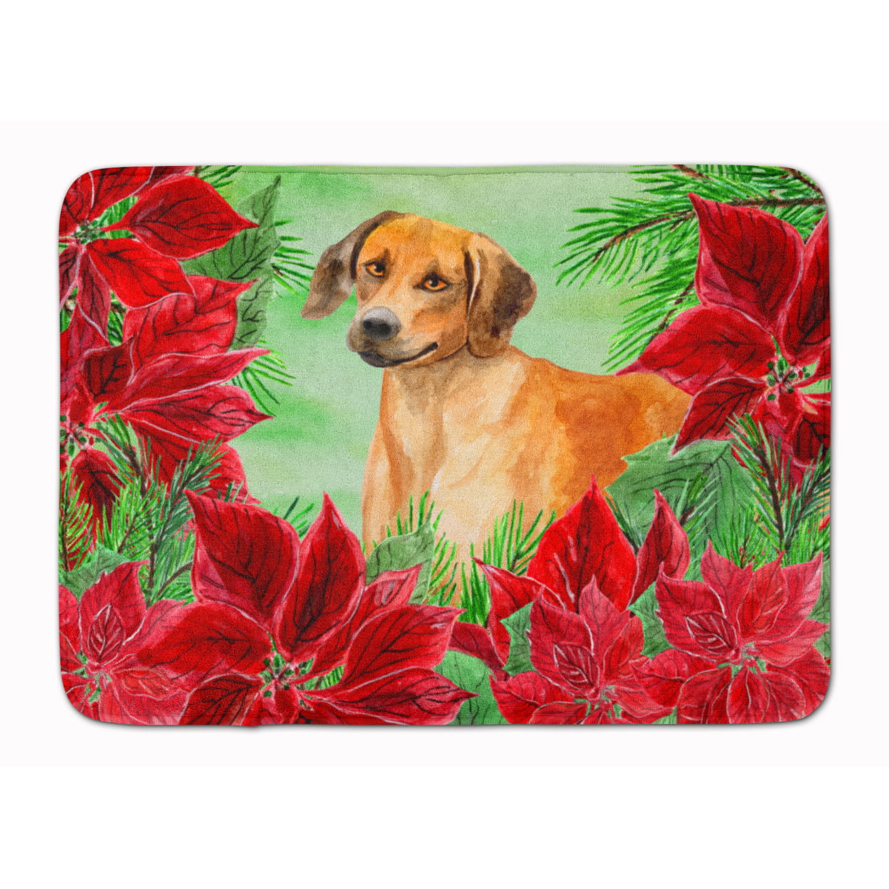 CK1324RUG Rhodesian Ridgeback Poinsettas Machine Washable Memory Foam Mat