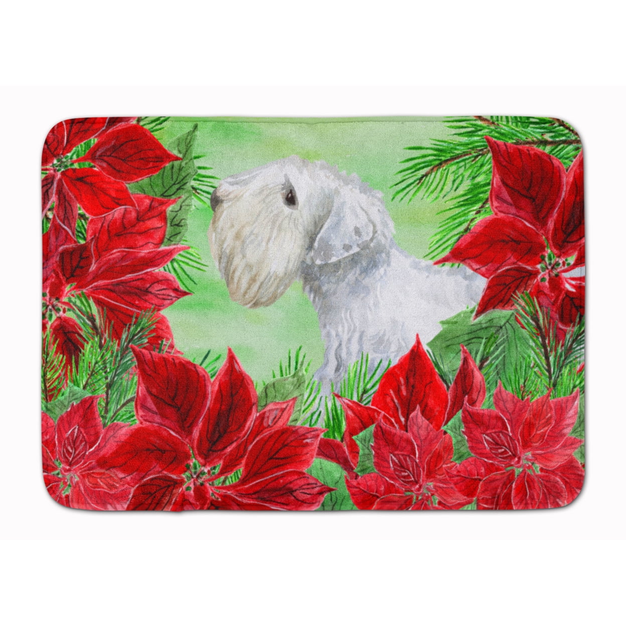 CK1332RUG Sealyham Terrier Poinsettas Machine Washable Memory Foam Mat