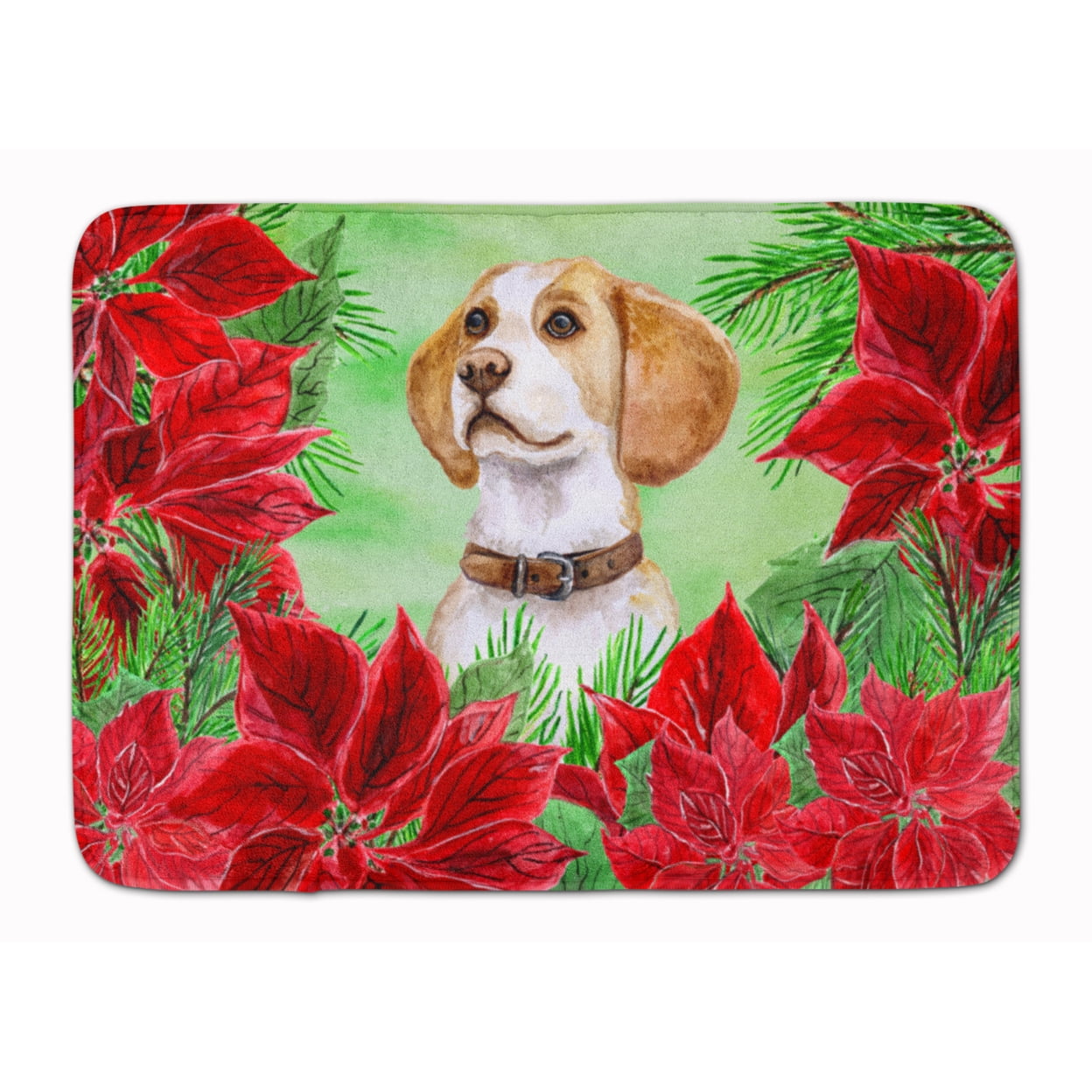 Beagle Poinsettas Machine Washable Memory Foam Mat