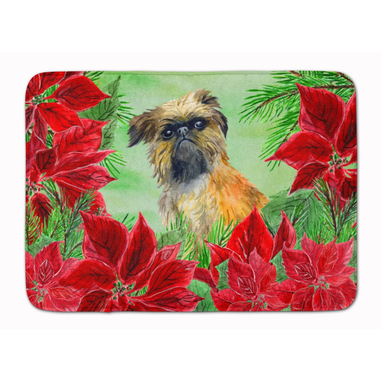 CK1335RUG Brussels Griffon Poinsettas Machine Washable Memory Foam Mat