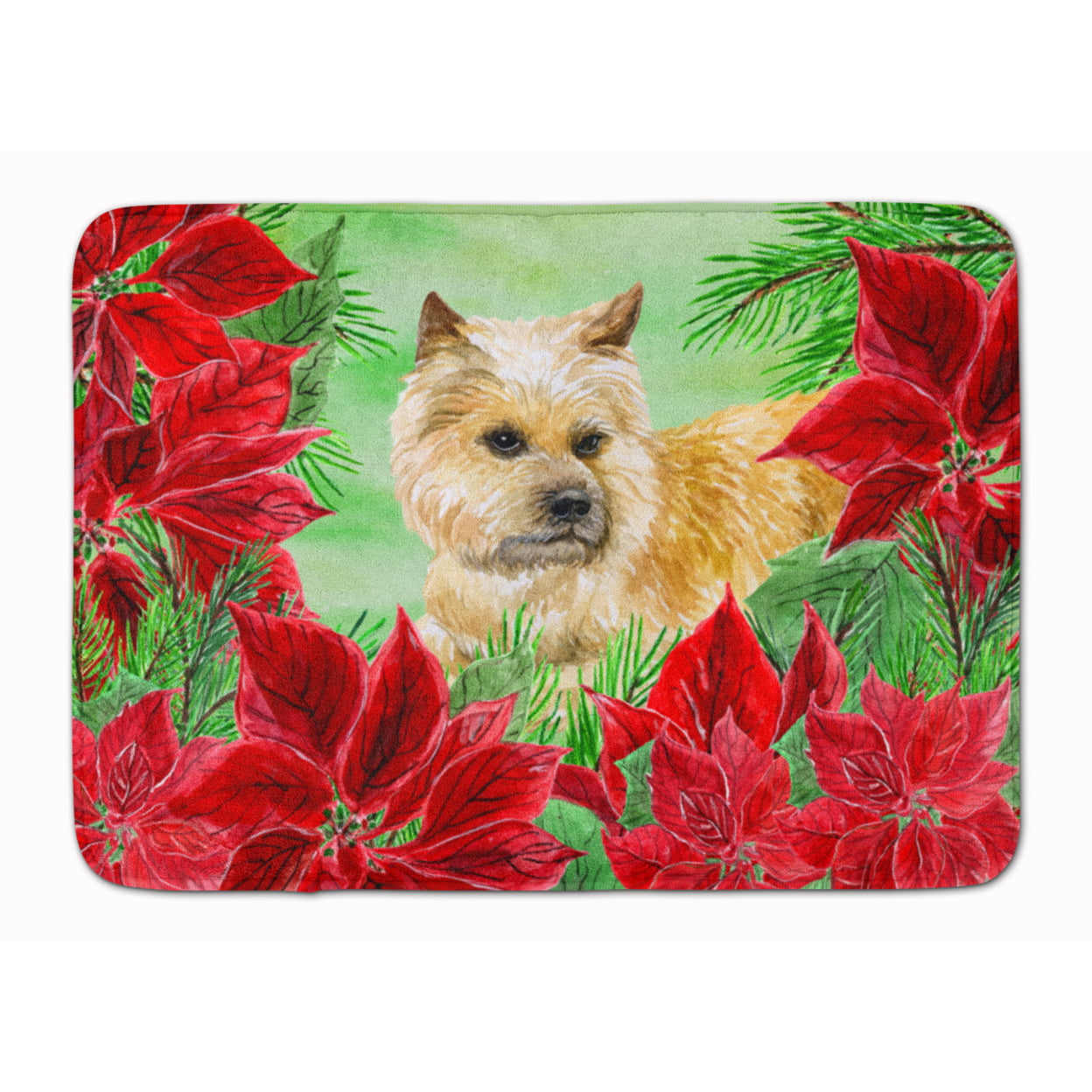 CK1338RUG Cairn Terrier Poinsettas Machine Washable Memory Foam Mat