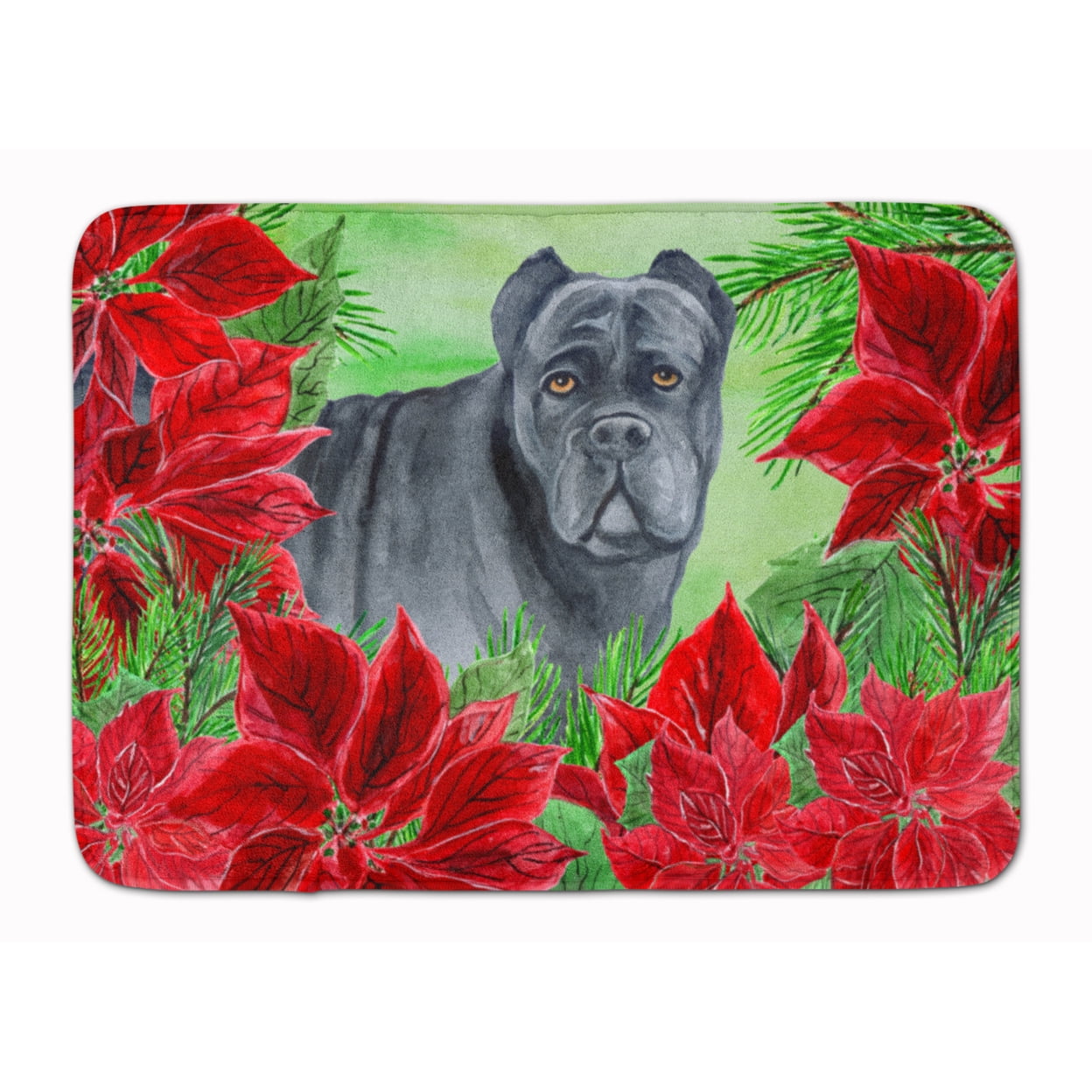 CK1342RUG Cane Corso Poinsettas Machine Washable Memory Foam Mat