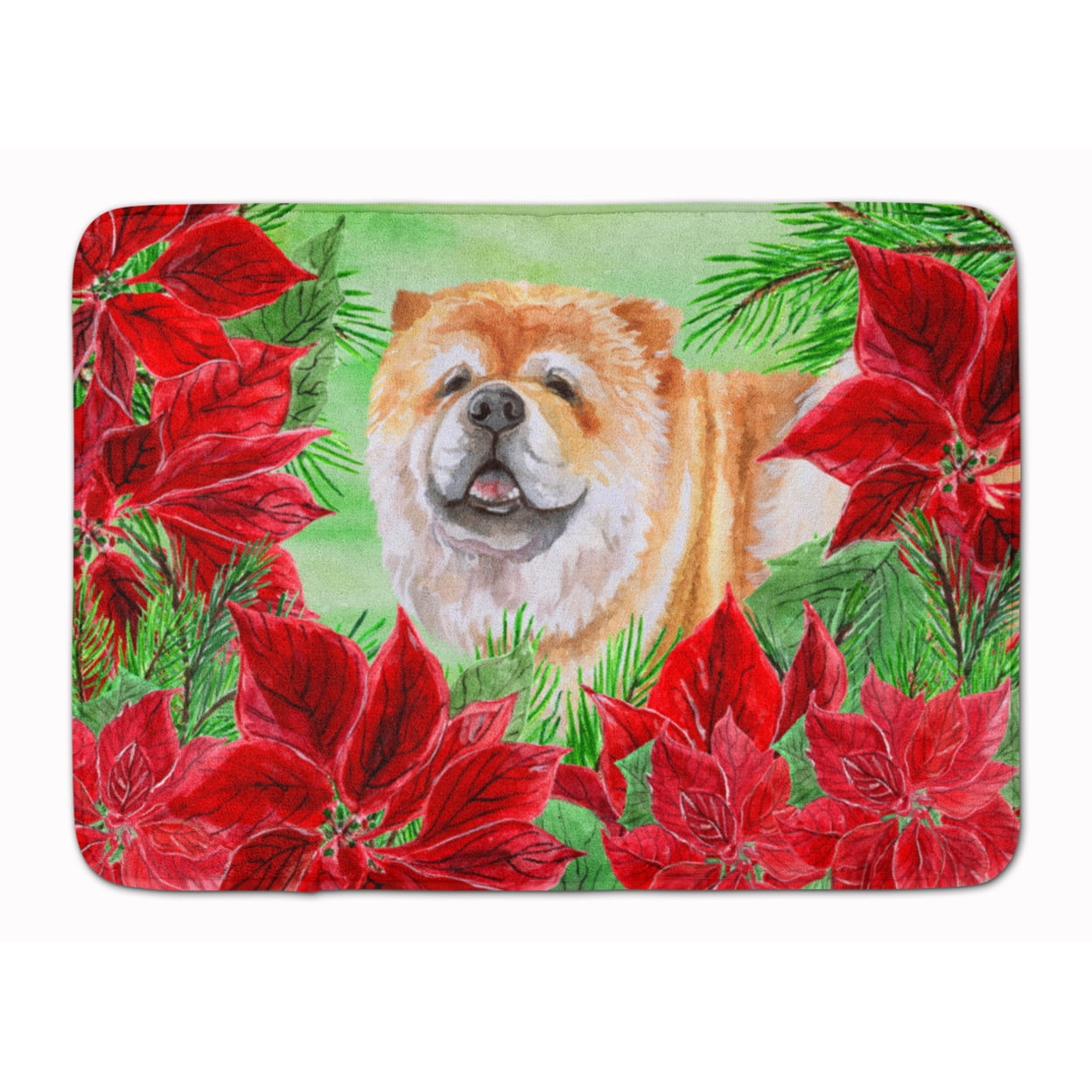 CK1343RUG Cane Corso Poinsettas Machine Washable Memory Foam Mat
