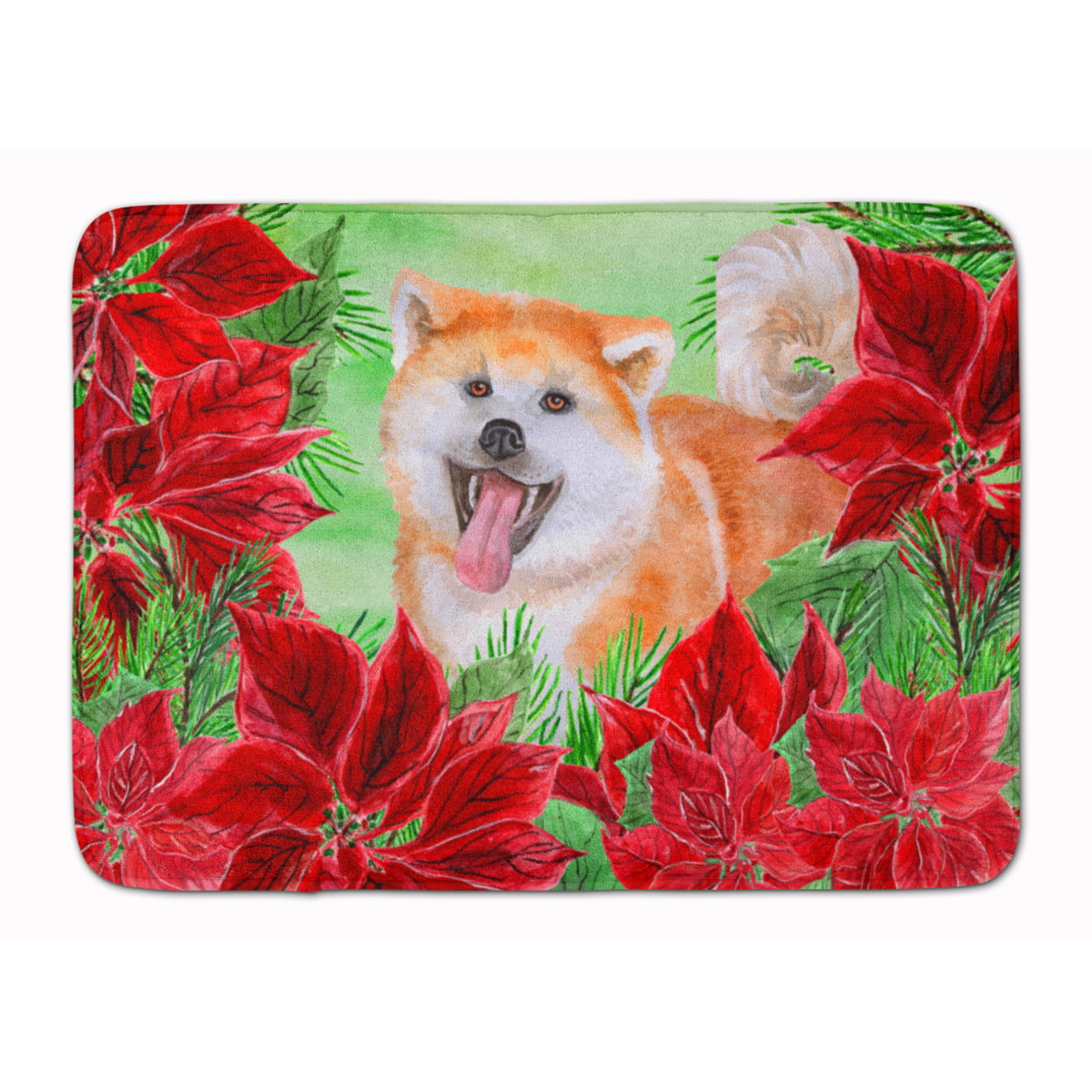 Akita Poinsettas Machine Washable Memory Foam Mat