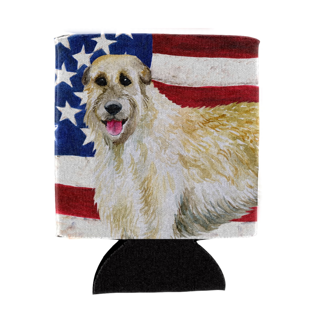 Picture of Carolines Treasures BB9670CC Irish Wolfhound Patriotic Can or Bottle Hugger