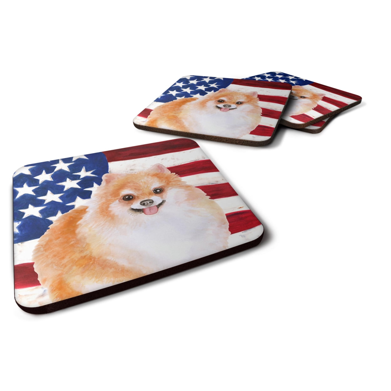 Pomeranian No.2 Patriotic Foam Coaster