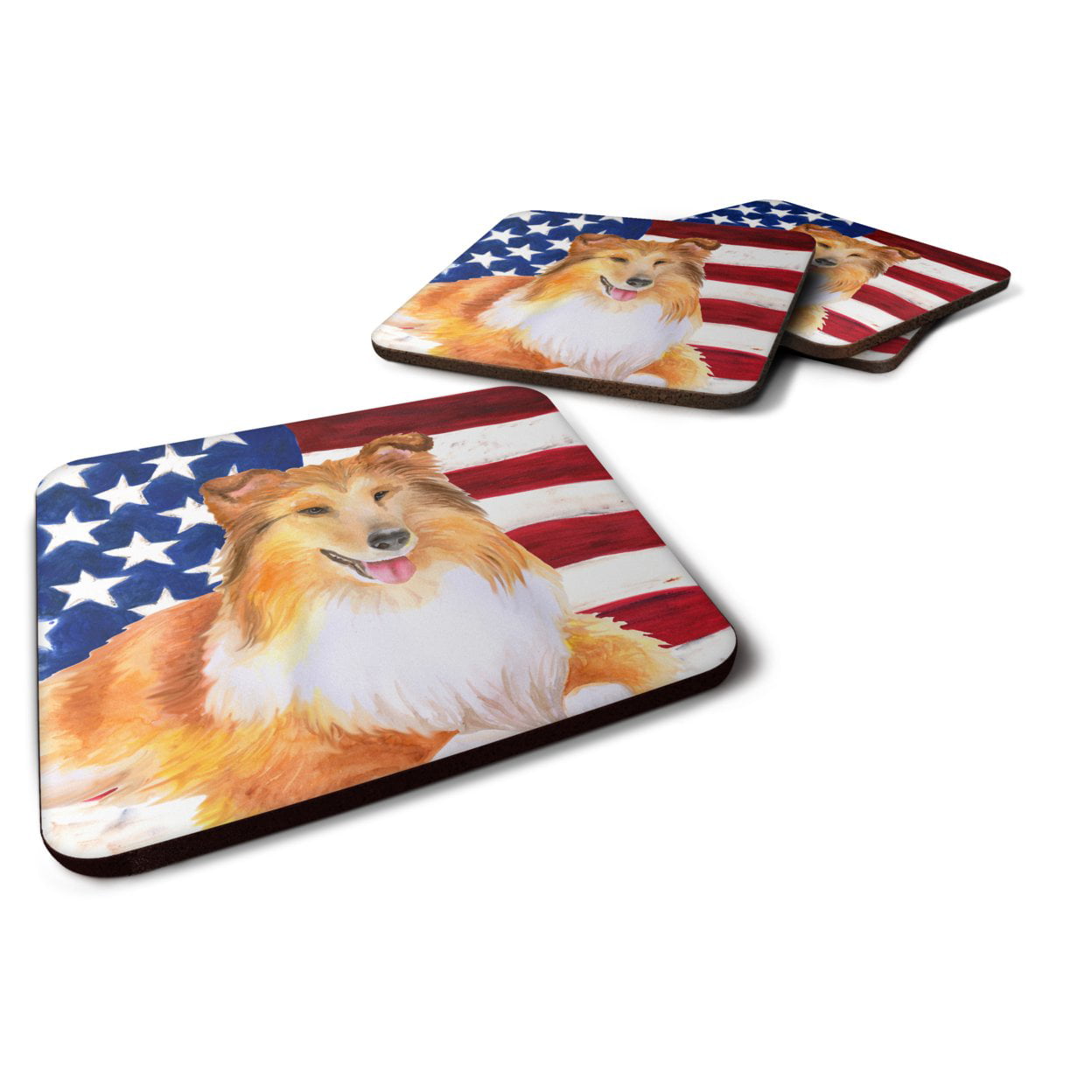 Sheltie Patriotic Foam Coaster - Set of 4