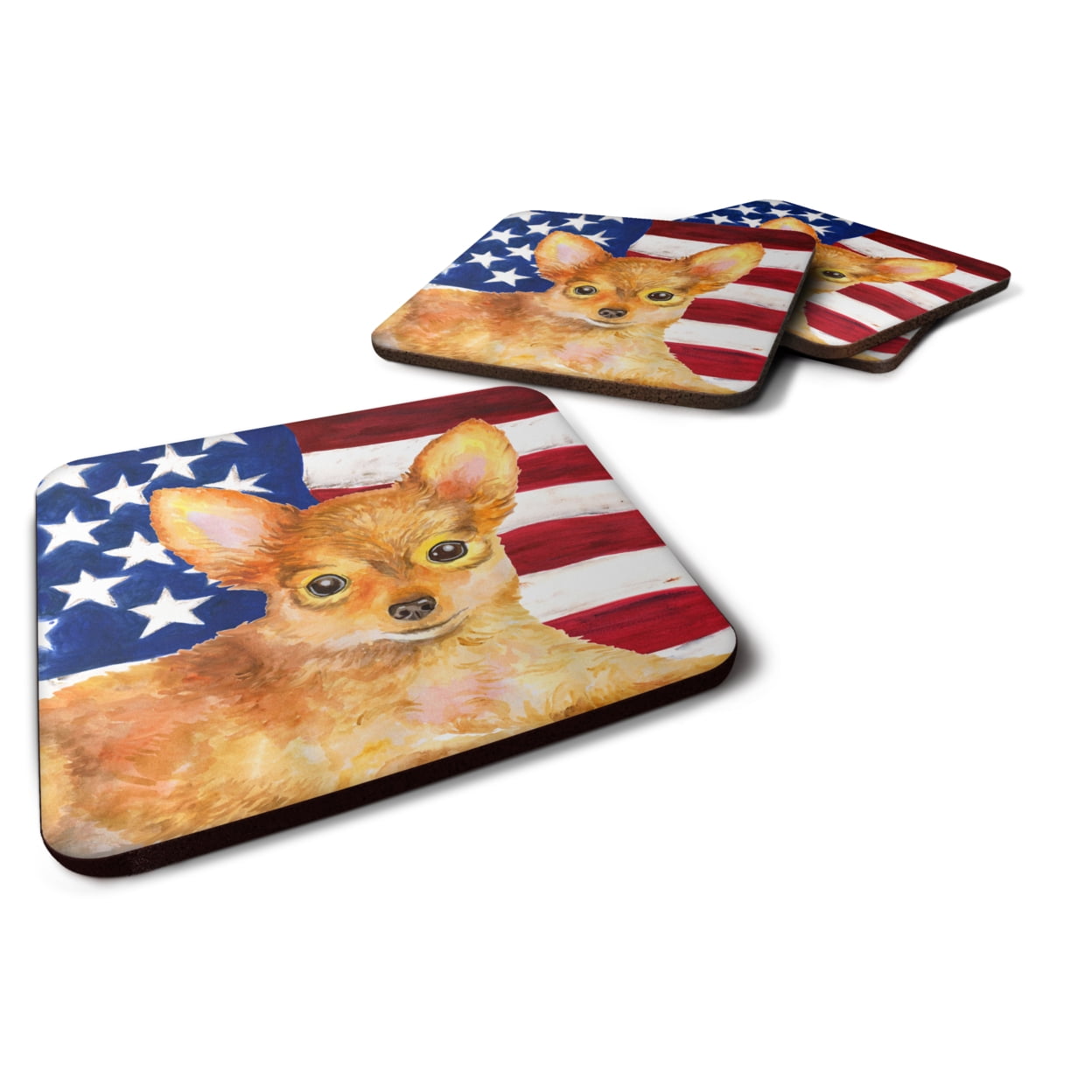 Toy Terrier Patriotic Foam Coaster