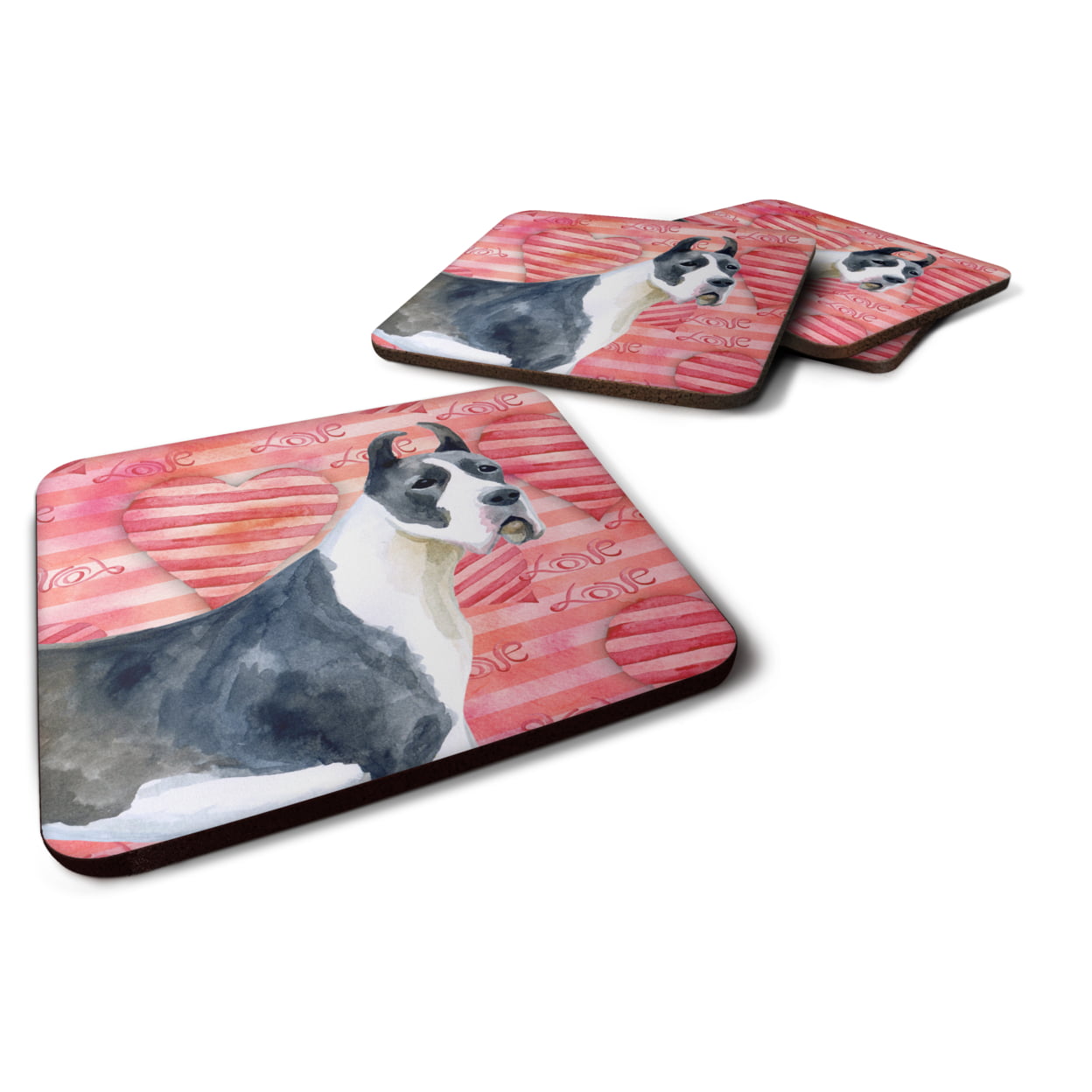 Harlequin Great Dane Love Foam Coaster