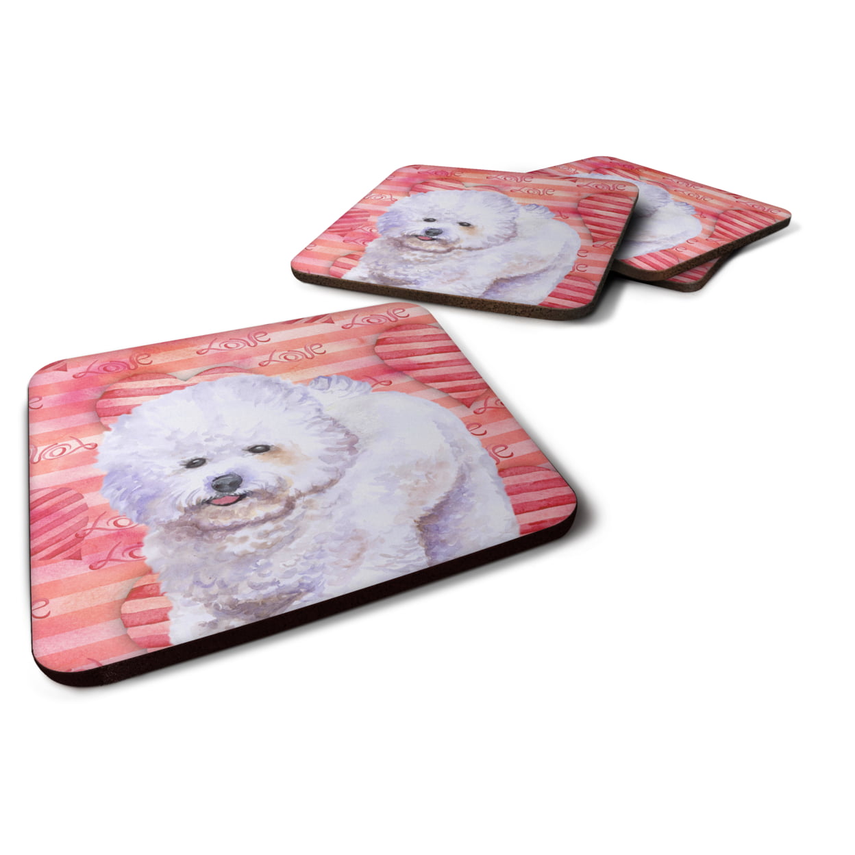 BB9735FC Bichon Frise Love Foam Coaster - Set of 4