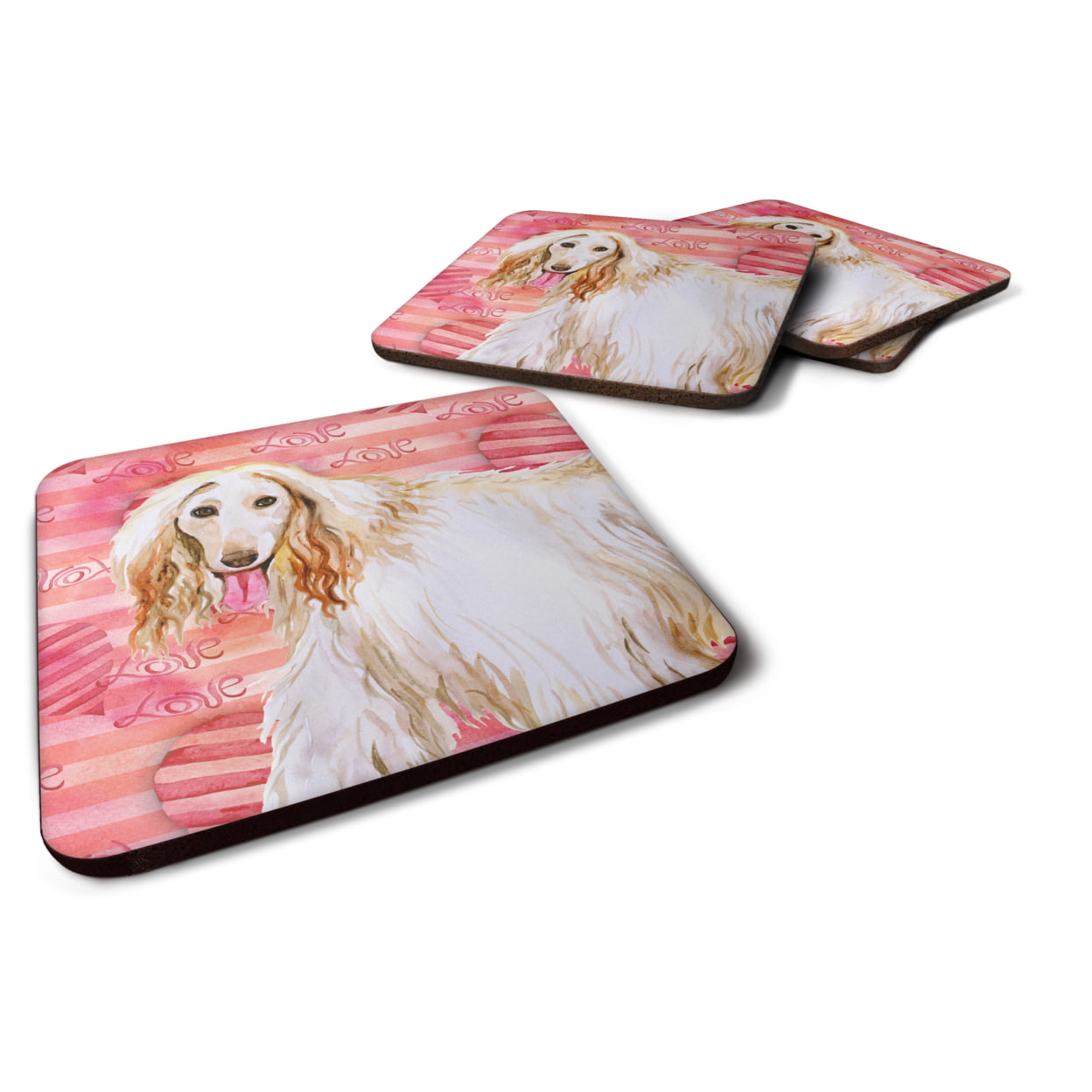 BB9789FC Afghan Hound Love Foam Coaster - Set of 4