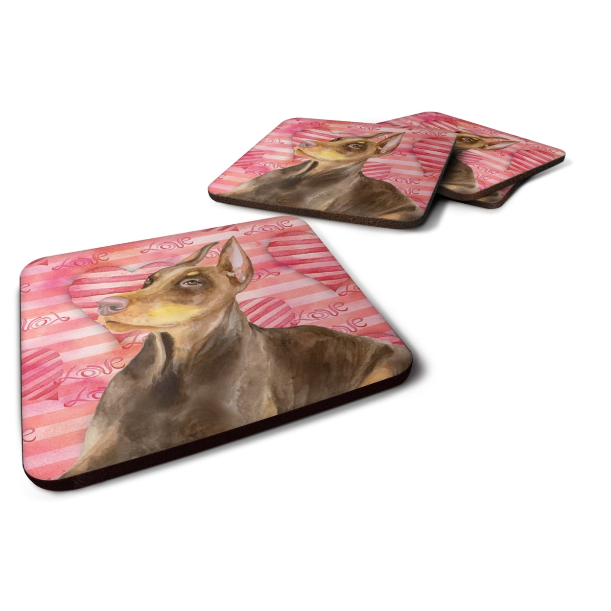 Doberman Pinscher Love Foam Coaster - Set of 4