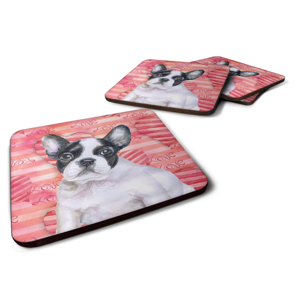 French Bulldog Black White Love Foam Coaster