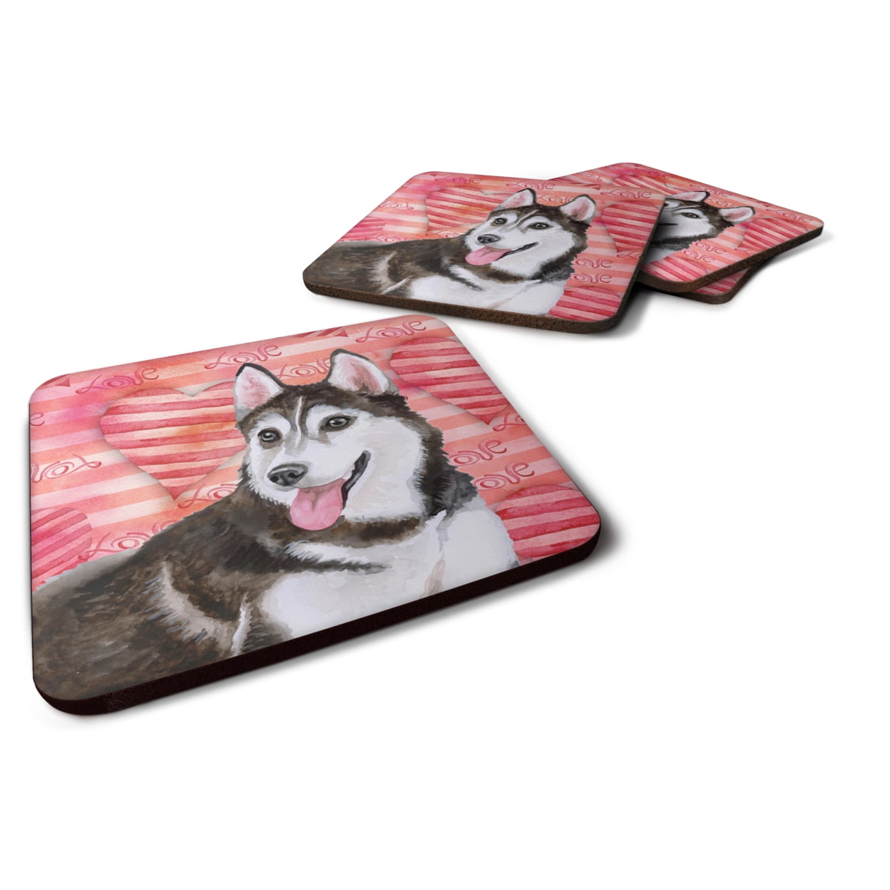Siberian Husky No.2 Love Foam Coaster - Set of 4
