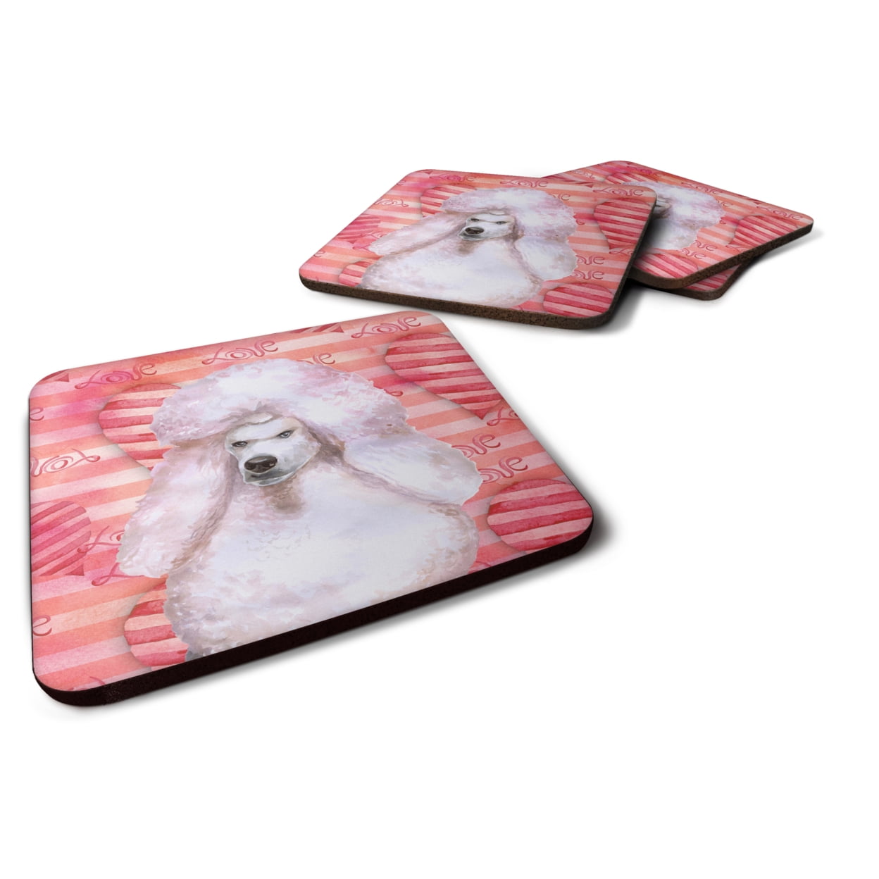 White Standard Poodle Love Foam Coaster