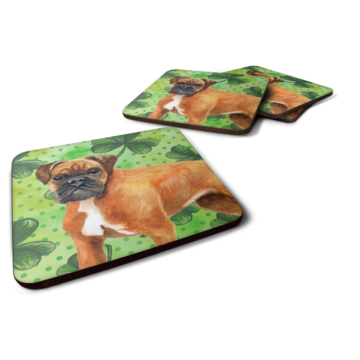 German Boxer St Patricks Foam Coaster - Set of 4