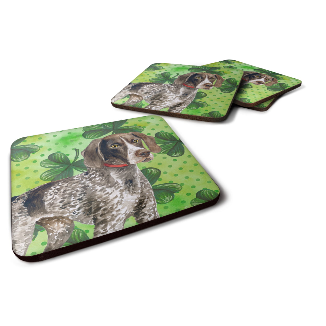 German Shorthaired Pointer St Patricks Foam Coaster - Set of 4
