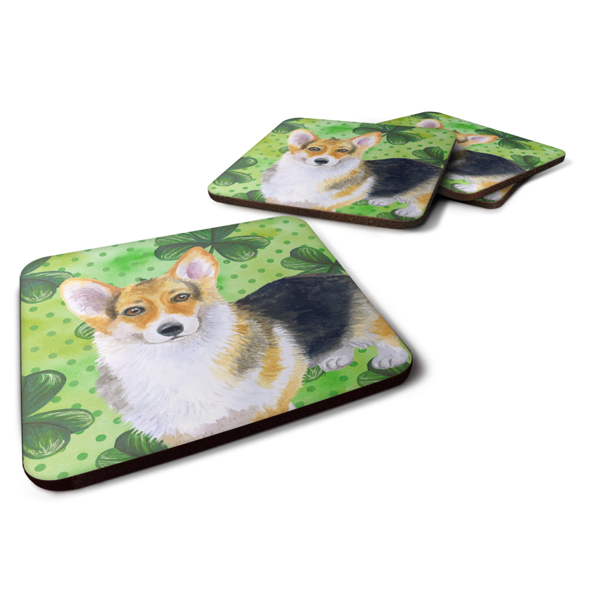 Pembroke Corgi St Patricks Foam Coaster - Set of 4