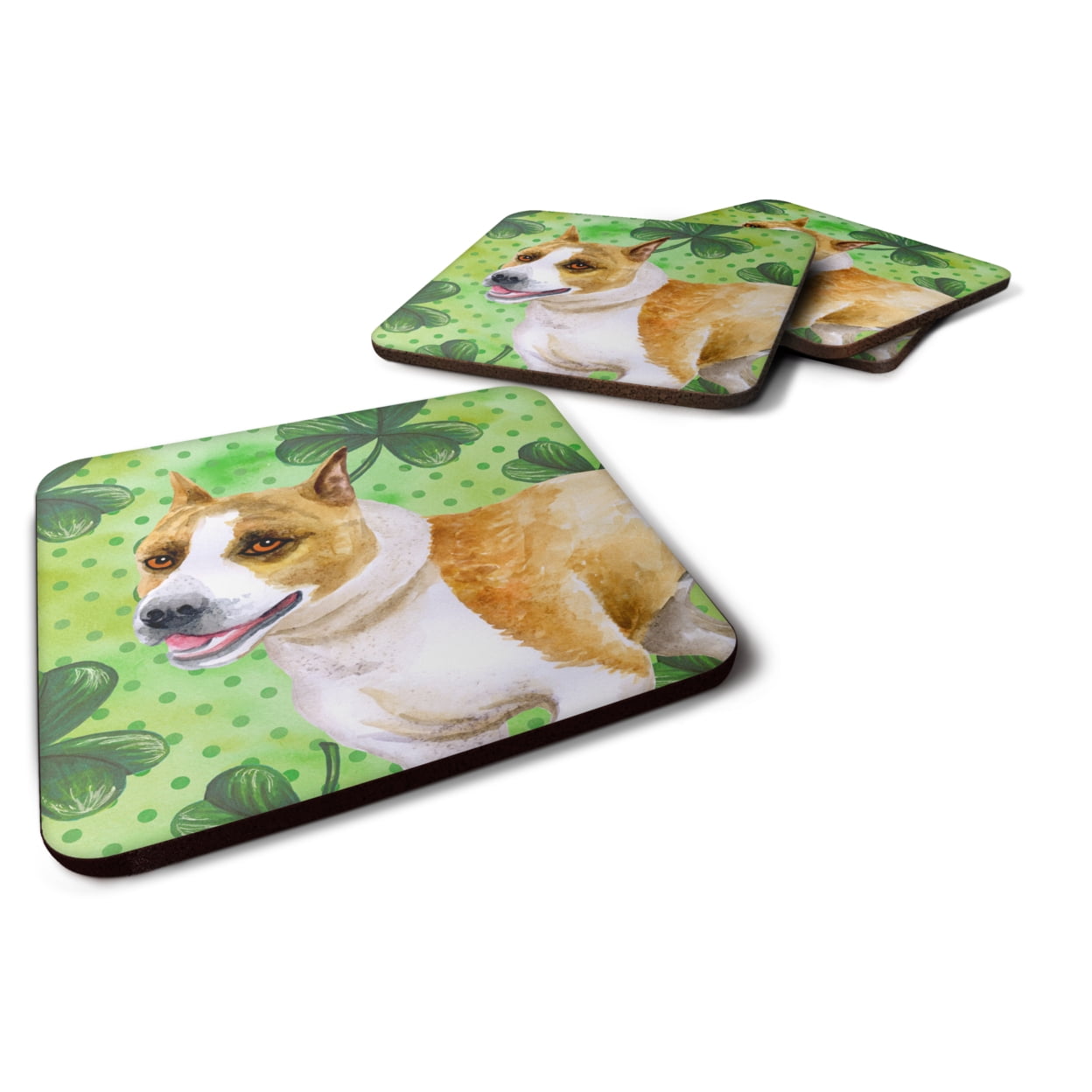 American Staffordshire St Patricks Foam Coaster - Set of 4