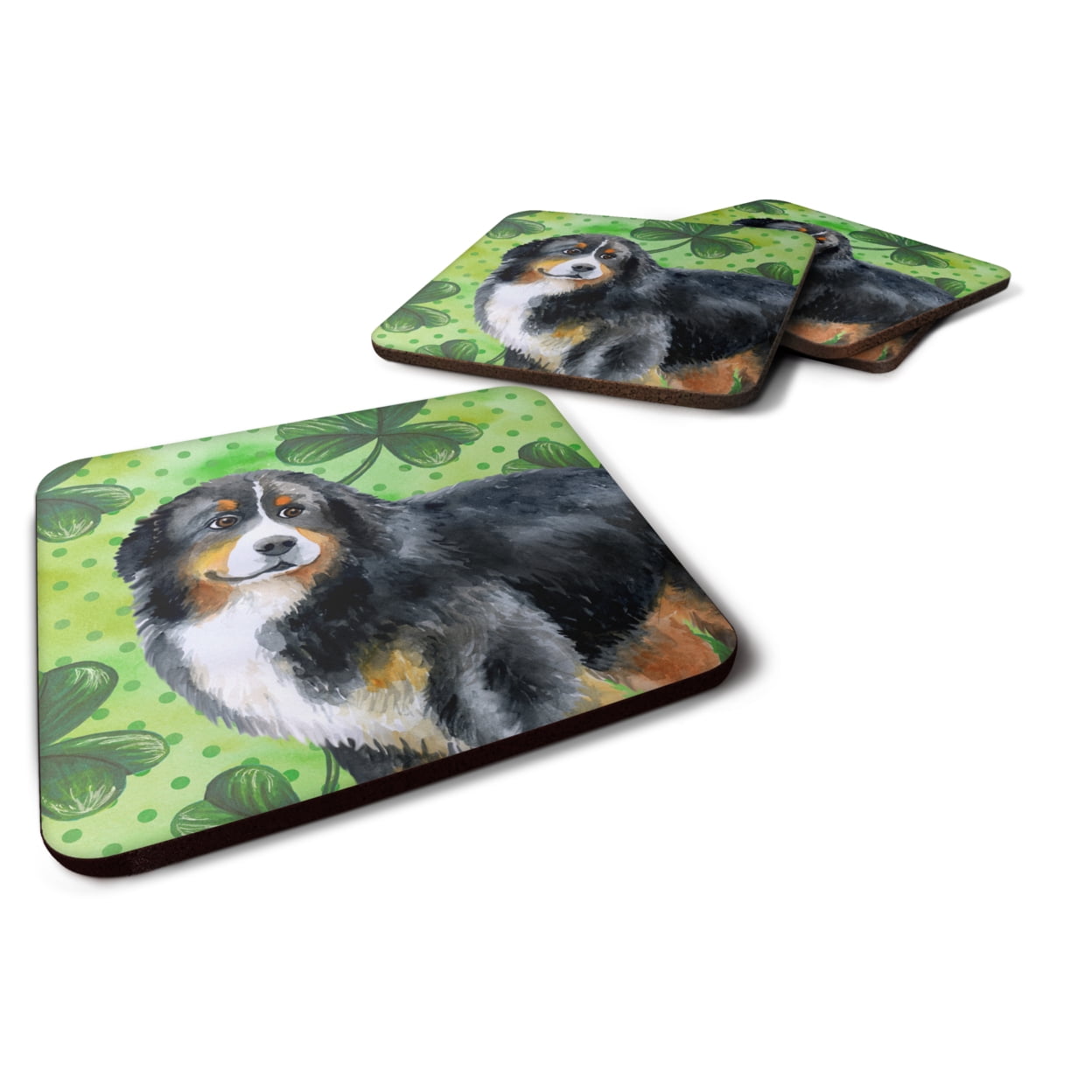 Bernese Mountain Dog St Patricks Foam Coaster - Set of 4