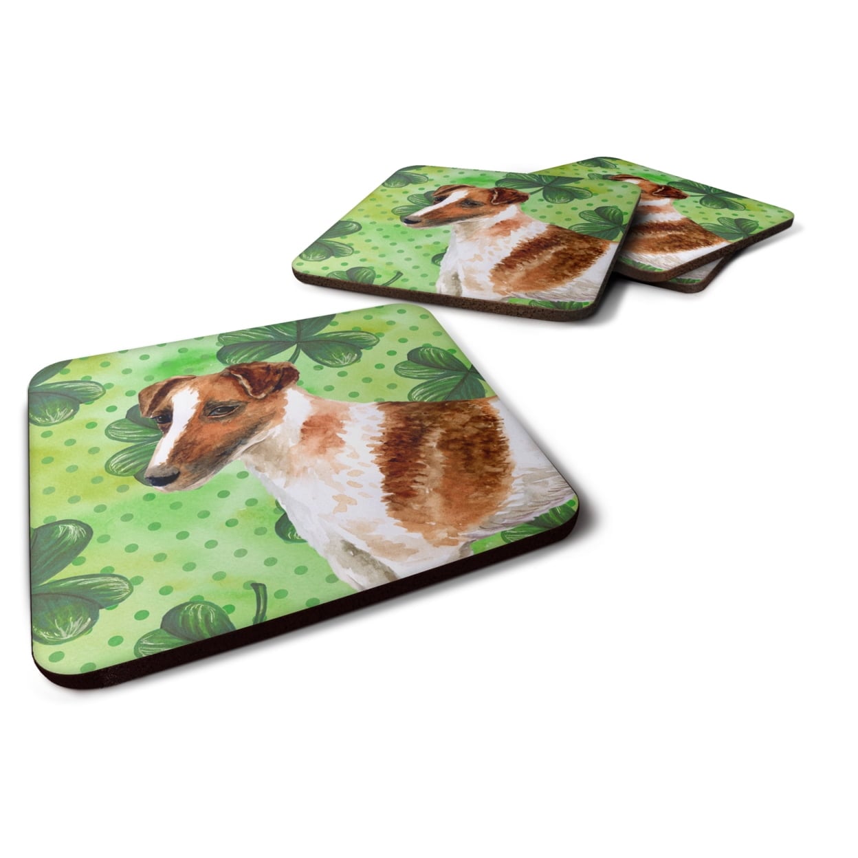 Smooth Fox Terrier St Patricks Foam Coaster