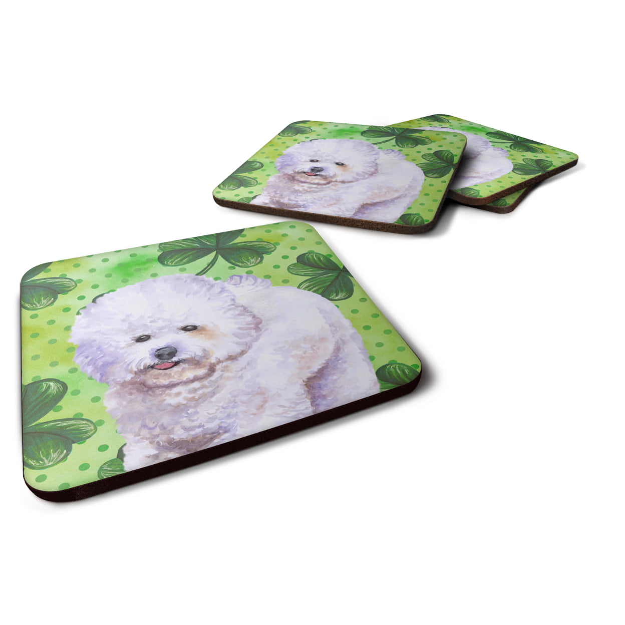 Bichon Frise St Patricks Foam Coaster - Set of 4
