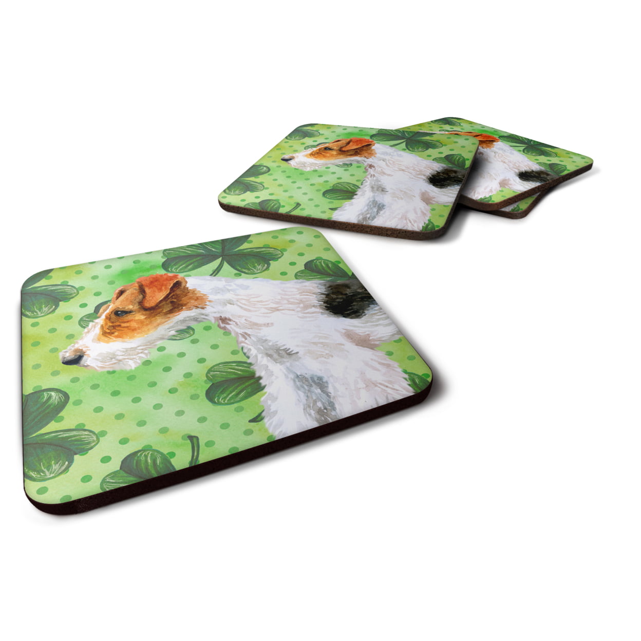 Fox Terrier St Patricks Foam Coaster - Set of 4