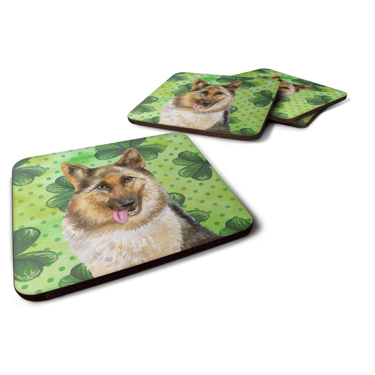 BB9828FC German Shepherd St Patricks Foam Coaster - Set of 4