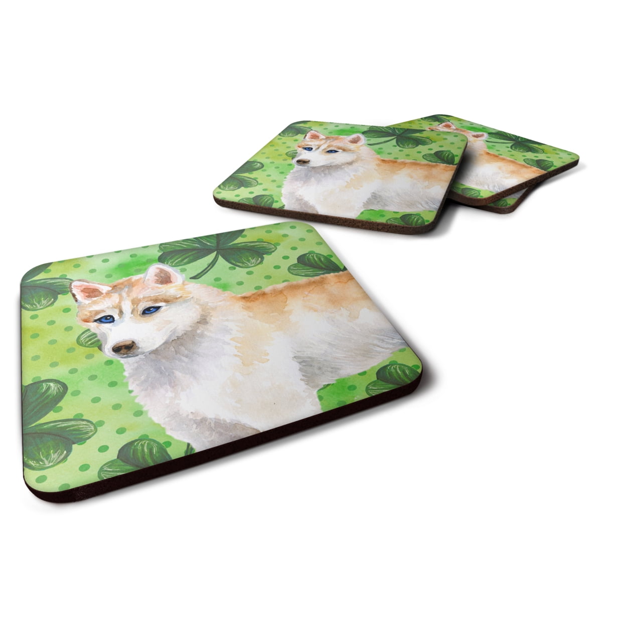 Siberian Husky St Patricks Foam Coaster - Set of 4