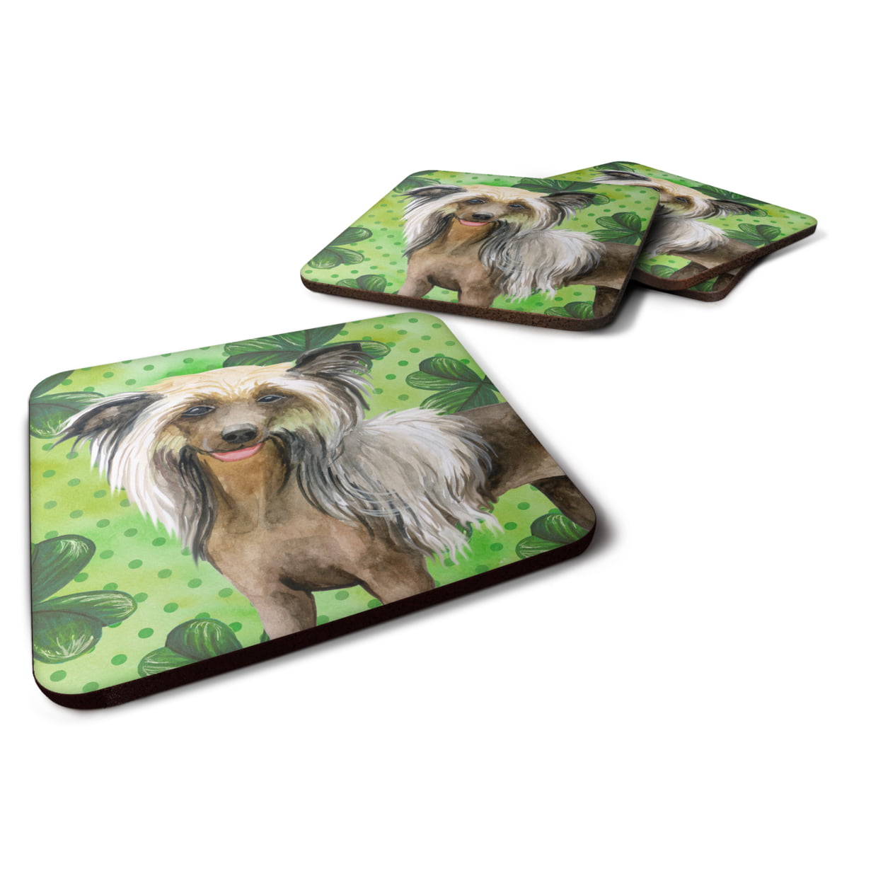 BB9833FC Chinese Crested St Patricks Foam Coaster - Set of 4