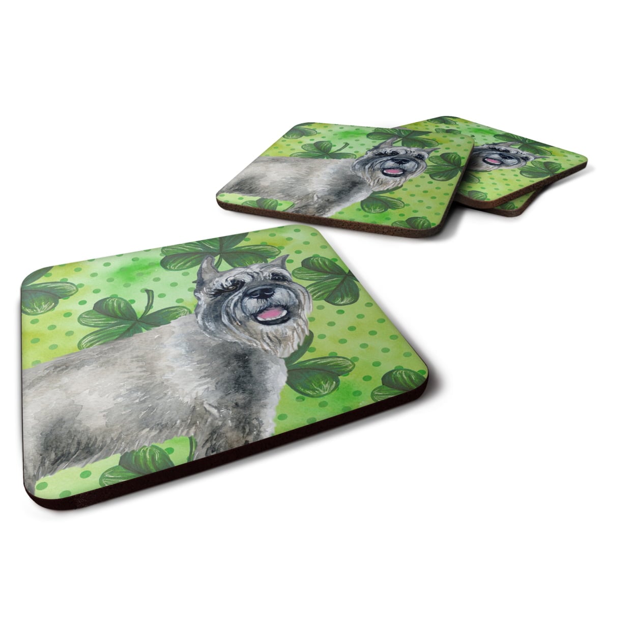 Schnauzer St Patricks Foam Coaster - Set of 4