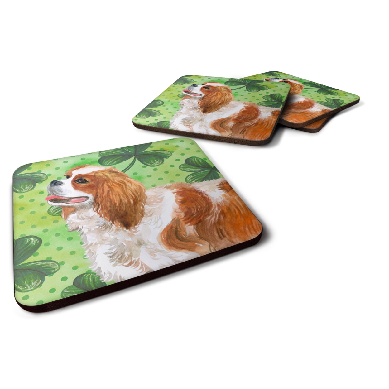 Cavalier Spaniel St Patricks Foam Coaster - Set of 4