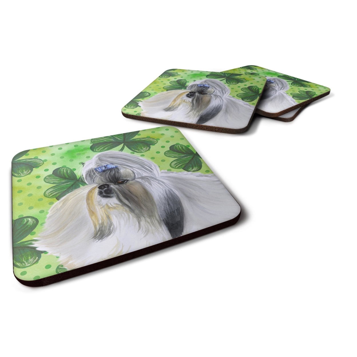 Shih Tzu St Patricks Foam Coaster - Set of 4