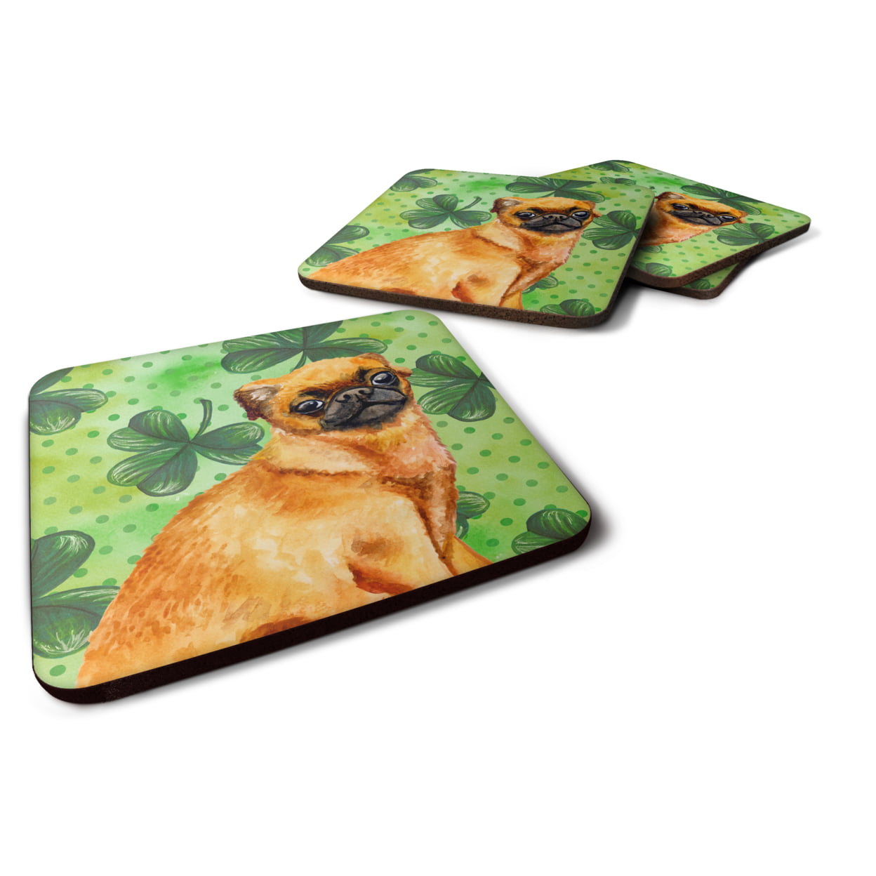 Small Brabant Griffon St Patricks Foam Coaster - Set of 4