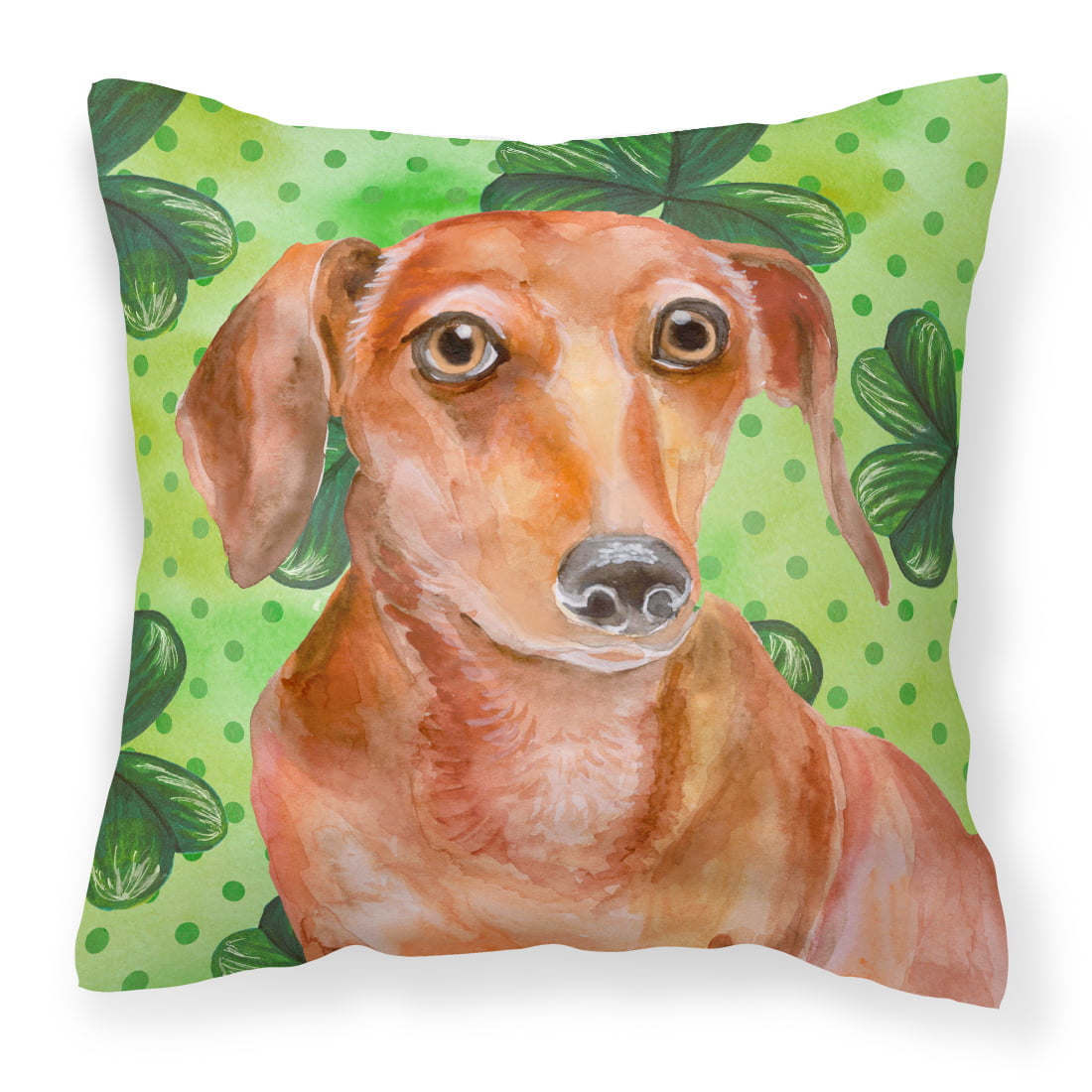 Red Dachshund St Patricks Fabric Decorative Pillow