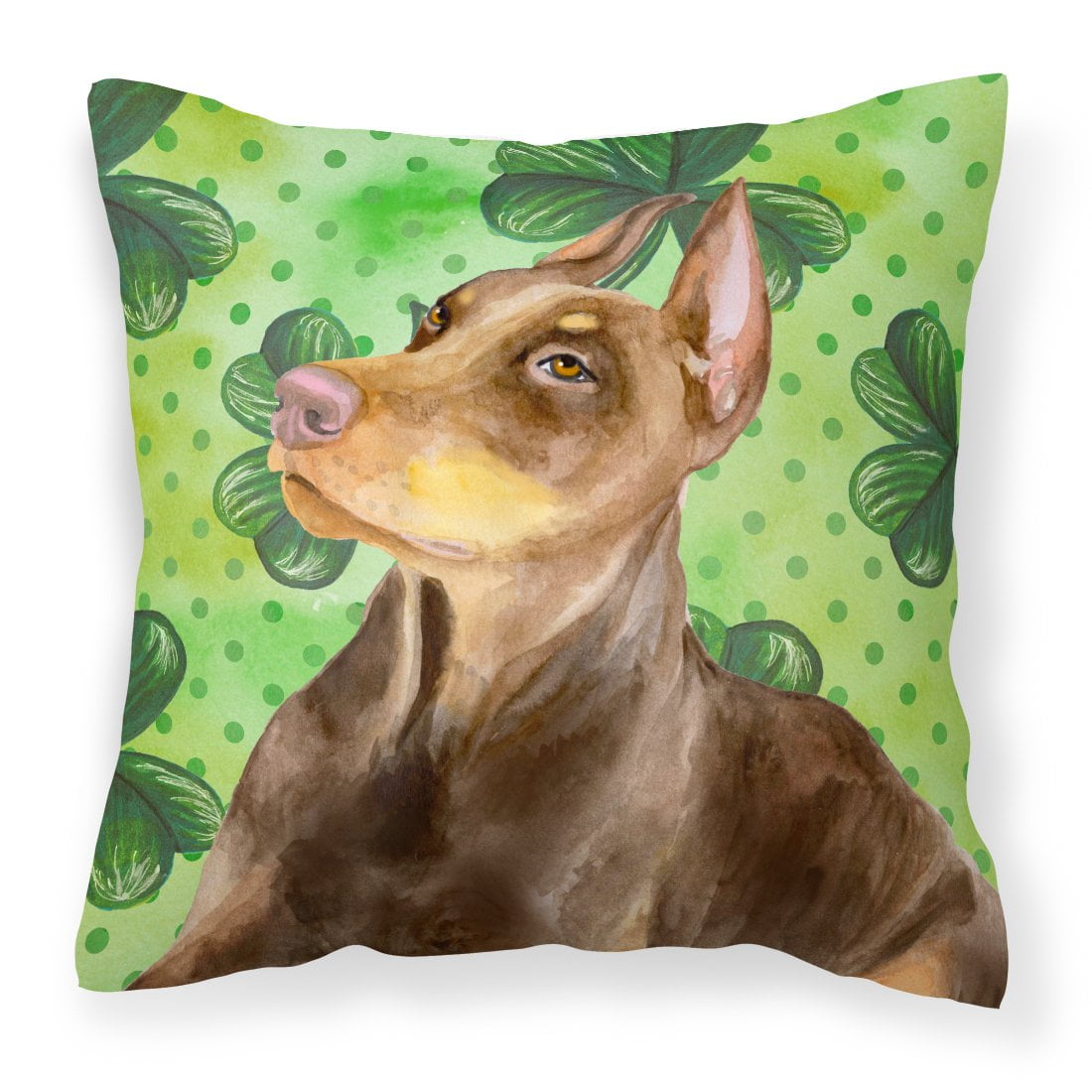 Doberman Pinscher St Patricks Fabric Decorative Pillow