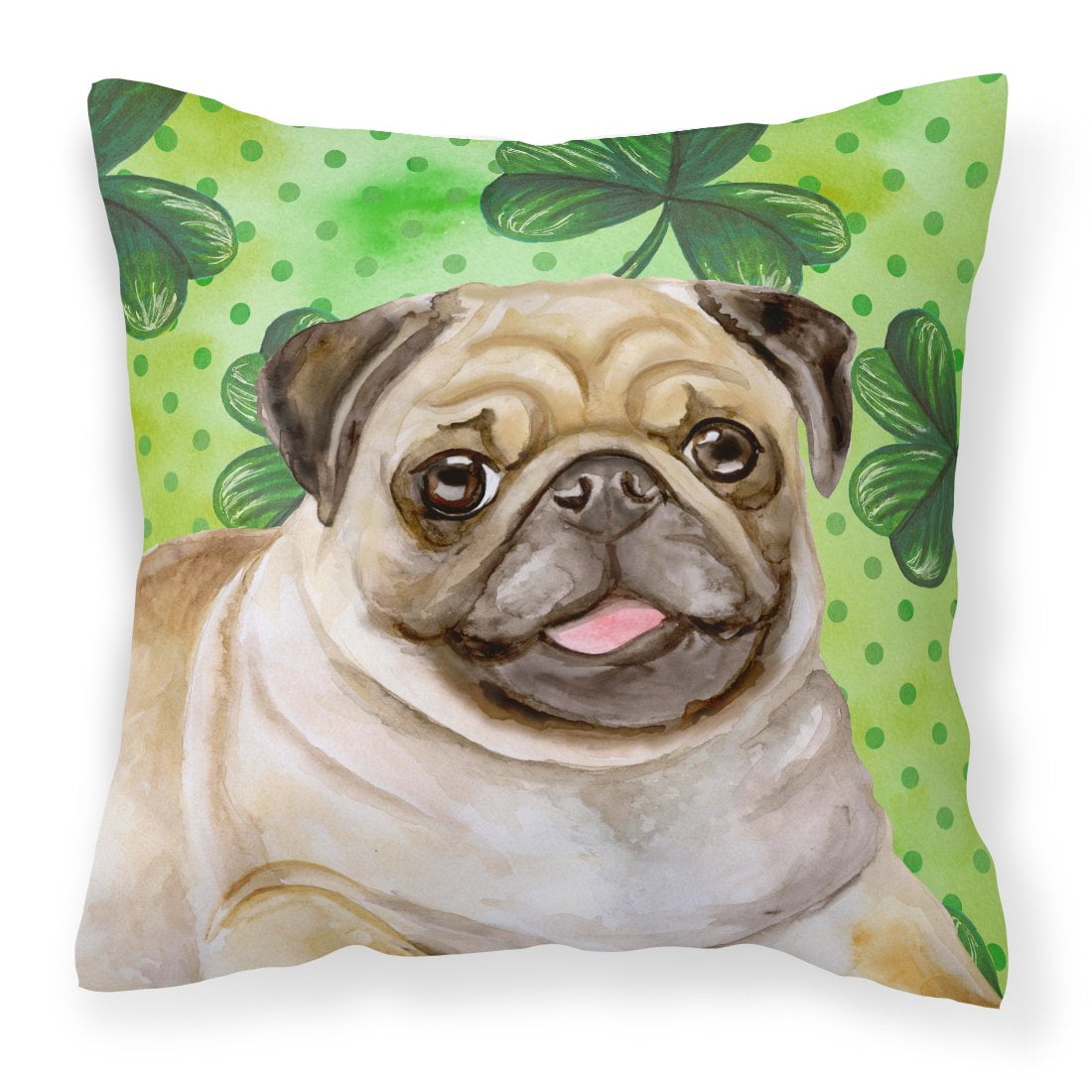 Fawn Pug St Patricks Fabric Decorative Pillow