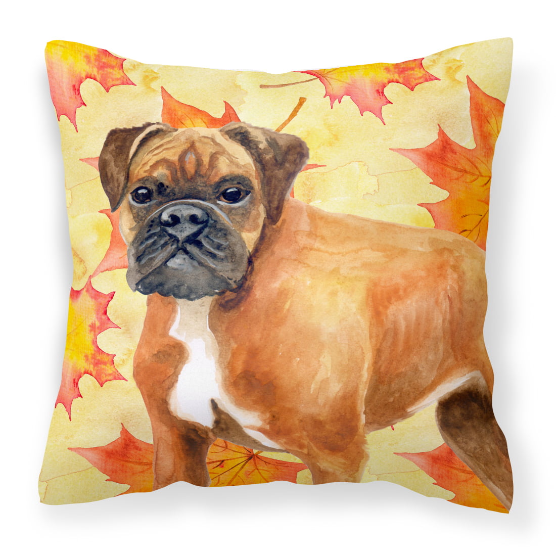 BB9901PW1414 German Boxer Fall Fabric Decorative Pillow