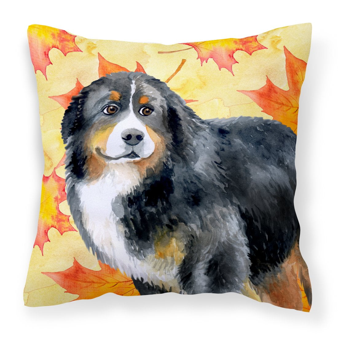 Bernese Mountain Dog Fall Fabric Decorative Pillow