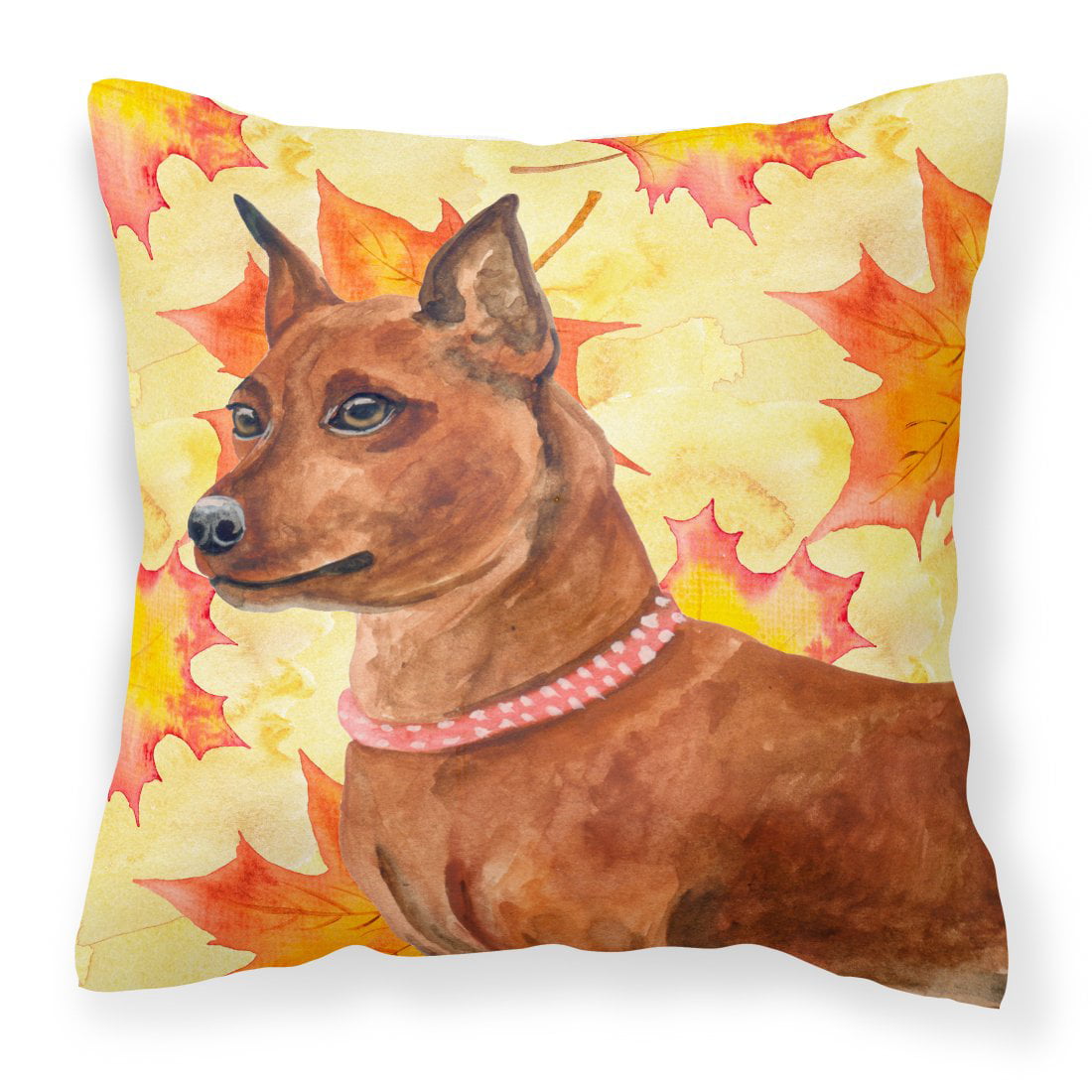 Miniature Pinscher Fall Fabric Decorative Pillow