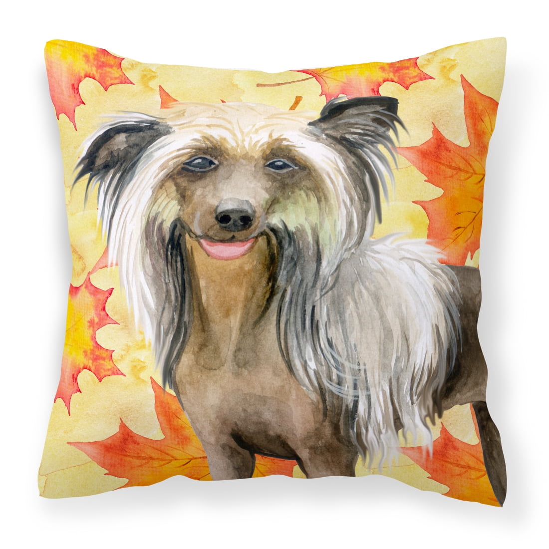 Chinese Crested Fall Fabric Decorative Pillow