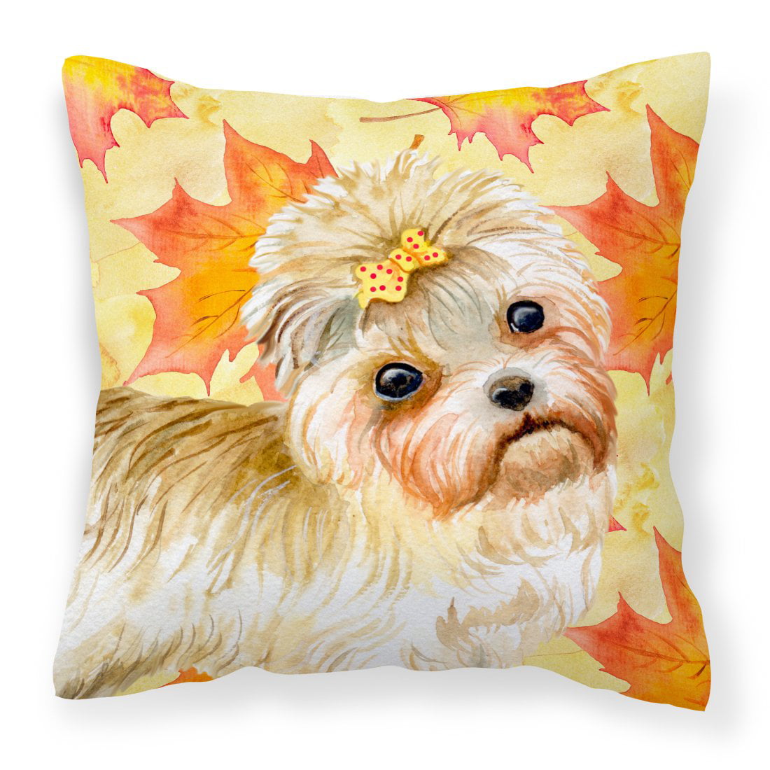 Morkie Fall Fabric Decorative Pillow