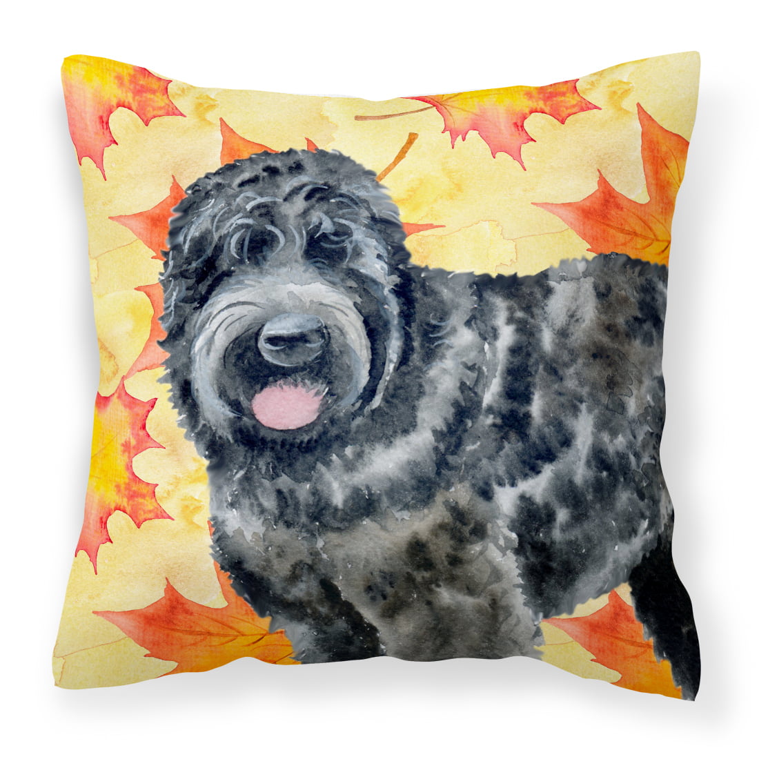 Black Russian Terrier Fall Fabric Decorative Pillow