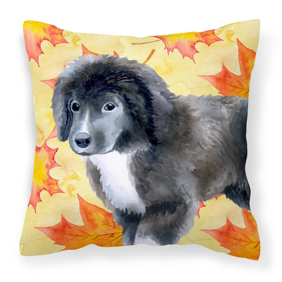 Newfoundland Puppy Fall Fabric Decorative Pillow