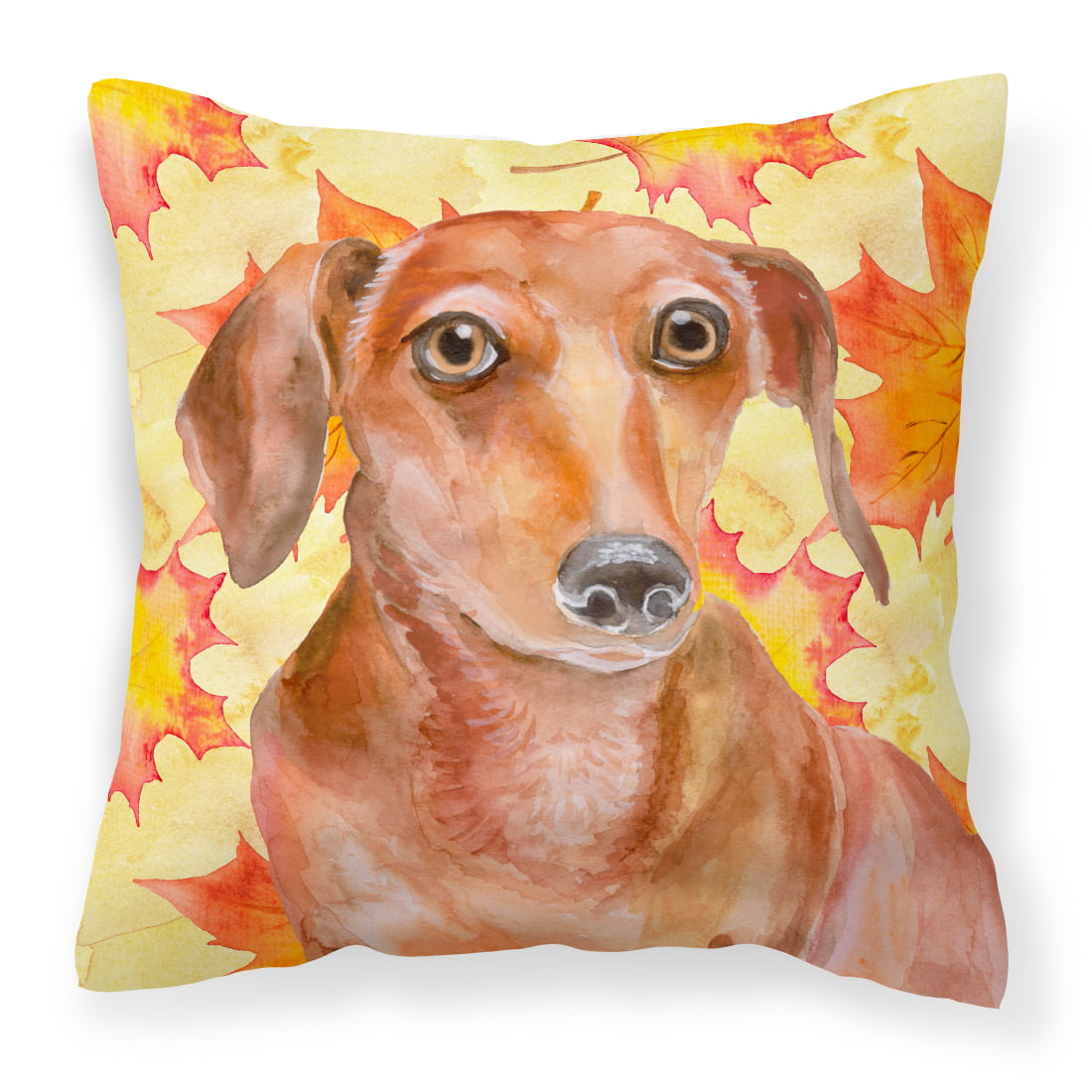Red Dachshund Fall Fabric Decorative Pillow