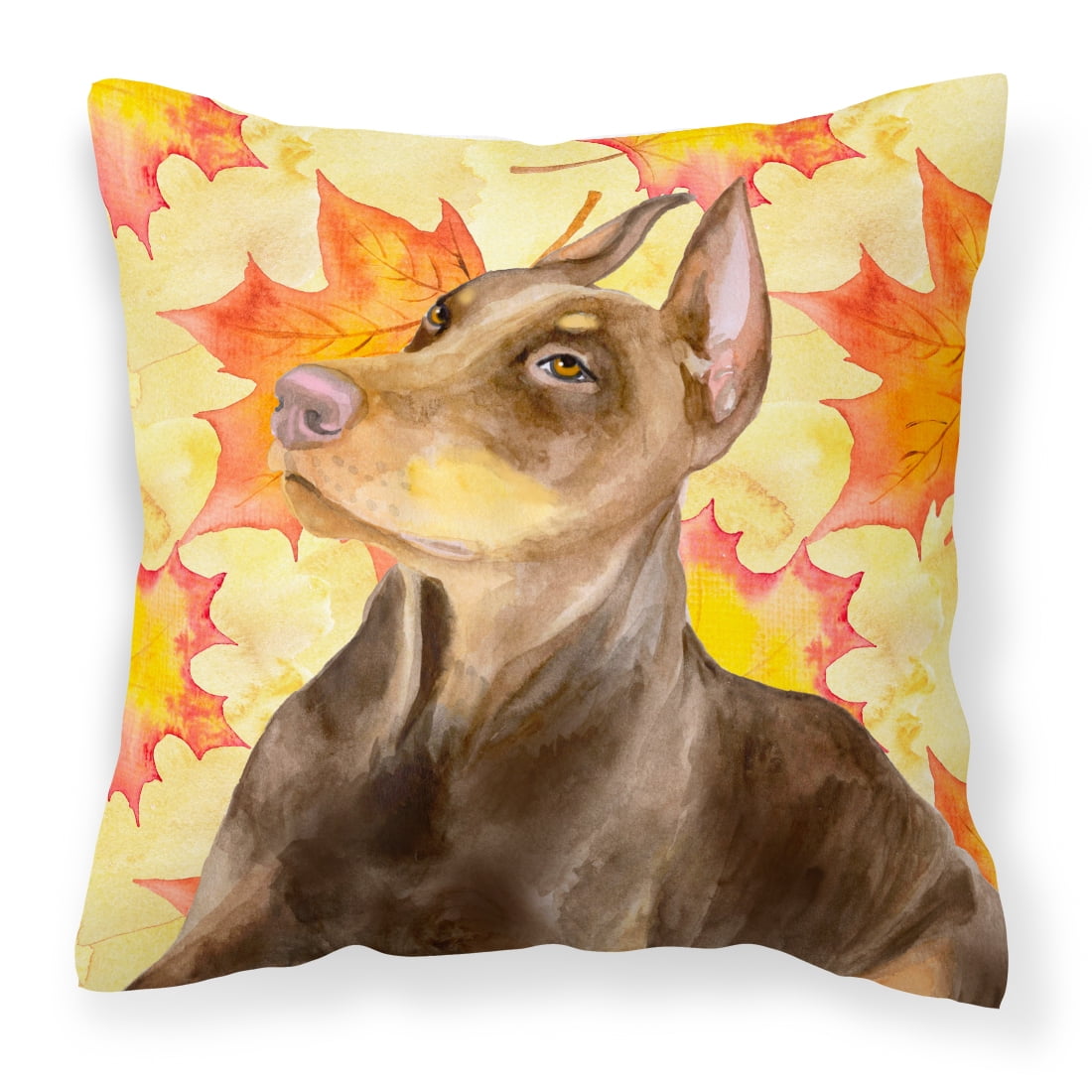 Doberman Pinscher Fall Fabric Decorative Pillow