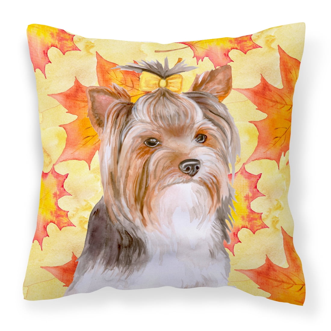 Picture of Carolines Treasures BB9984PW1414 Yorkshire Terrier No.2 Fall Fabric Decorative Pillow