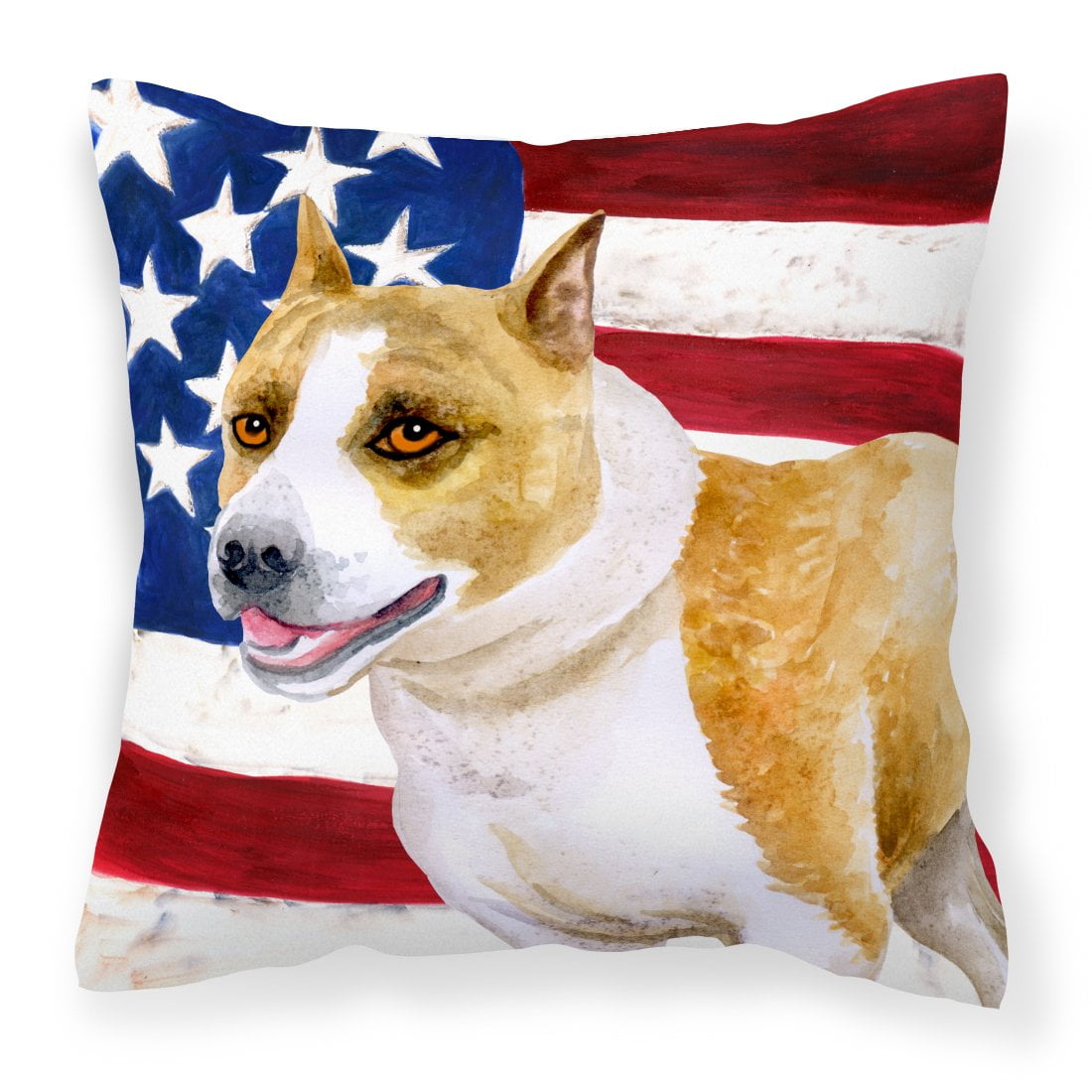 American Staffordshire Patriotic Fabric Decorative Pillow