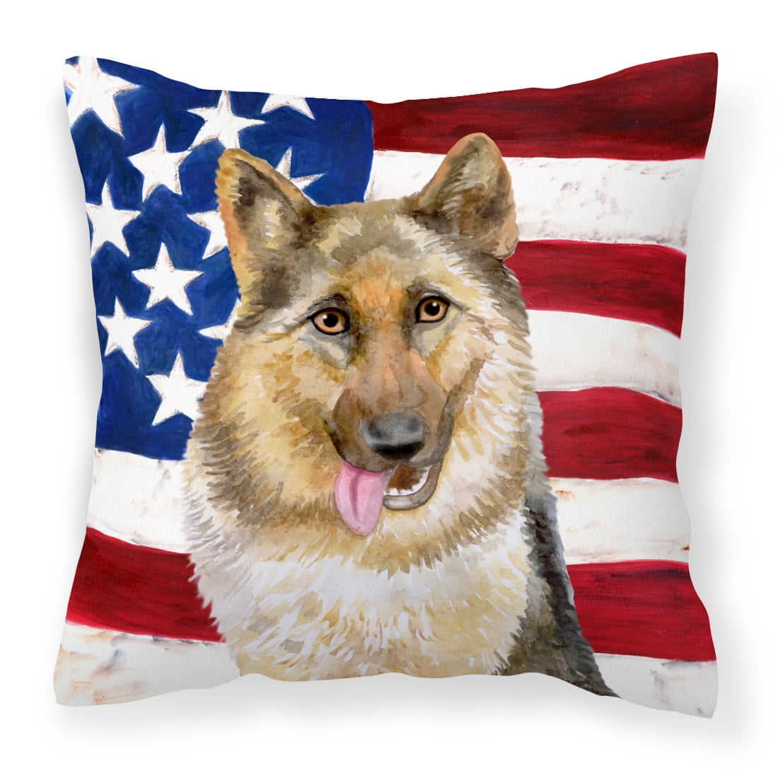 German Shepherd Patriotic Fabric Decorative Pillow