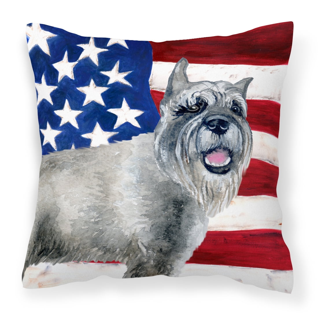 Schnauzer Patriotic Fabric Decorative Pillow
